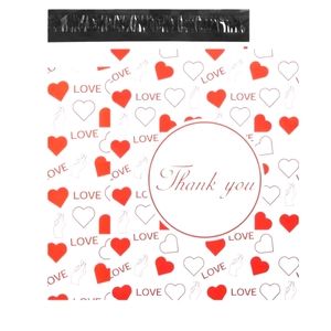 Poly mailers thank you love sign language 10x13 red & white